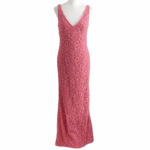 AIDAN MATTOX PINK BEADED SLEEVELESS EVENING BACK SLIT FORMAL GOWN DRESS